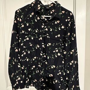 Club Monaco Black Floral Shirt